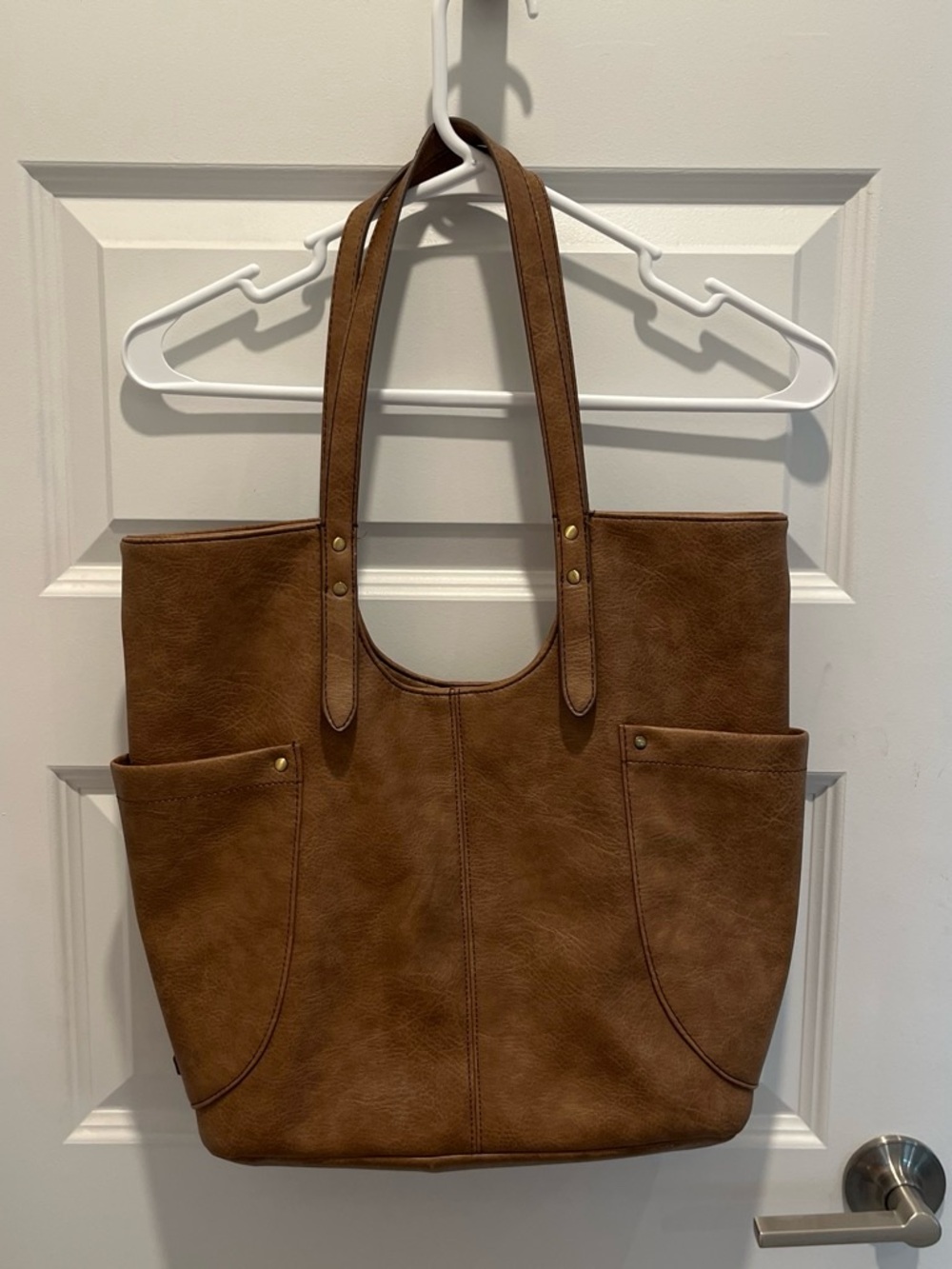 Relic Brown Faux Leather Tote with Exterior Slip Pockets
